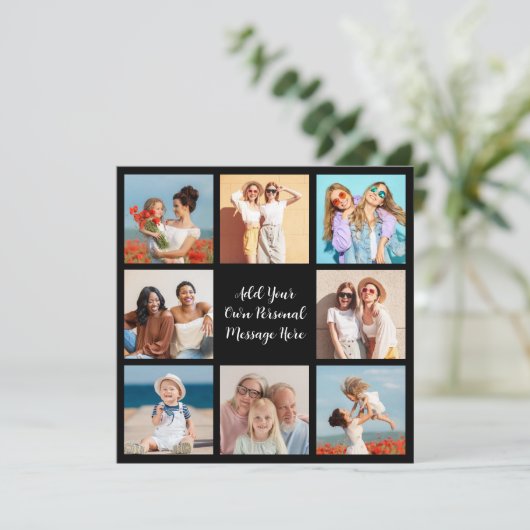 Creëer Uw eigen 8 Fotocollage Voeg uw groet toe Kaart (Staand voorkant)