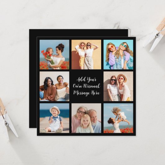 Creëer Uw eigen 8 Fotocollage Voeg uw groet toe Kaart (Voorkant / Achterkant in situ)