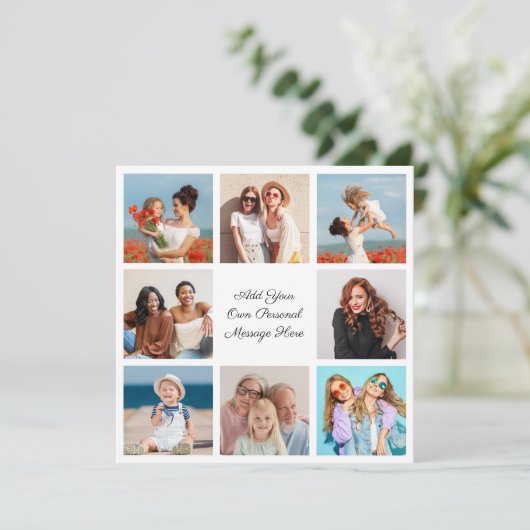 Creëer Uw eigen 8 Fotocollage Voeg uw groet toe Kaart (Staand voorkant)
