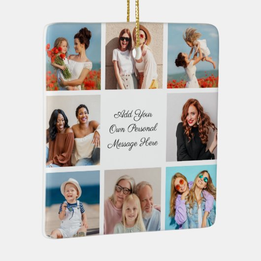 Creëer Uw eigen 8 Fotocollage Voeg uw groet toe Keramisch Ornament (Rechts)