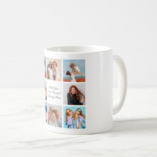 Creëer Uw eigen 8 Fotocollage Voeg uw groet toe Koffiemok (Voorkant rechts)