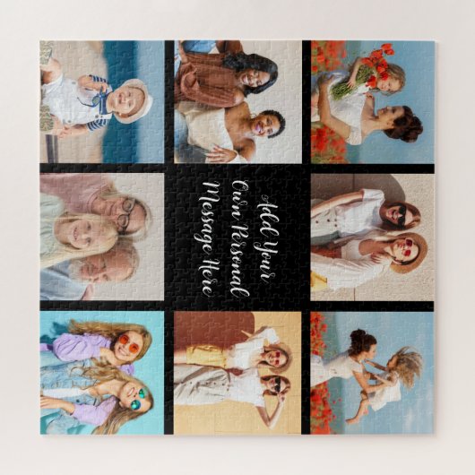 Creëer Uw eigen 8 Fotocollage Voeg uw groet toe Legpuzzel (Horizontaal)