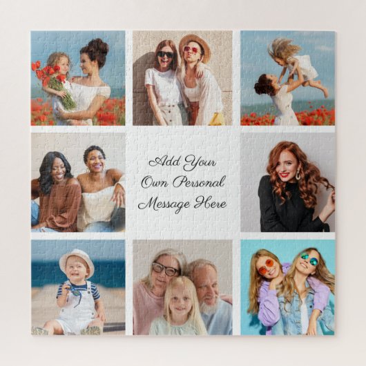 Creëer Uw eigen 8 Fotocollage Voeg uw groet toe Legpuzzel (Verticaal)