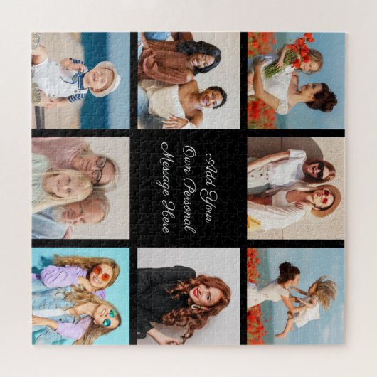Creëer Uw eigen 8 Fotocollage Voeg uw groet toe Legpuzzel (Horizontaal)