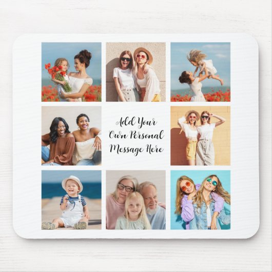 Creëer Uw eigen 8 Fotocollage Voeg uw groet toe Muismat (Voorkant)