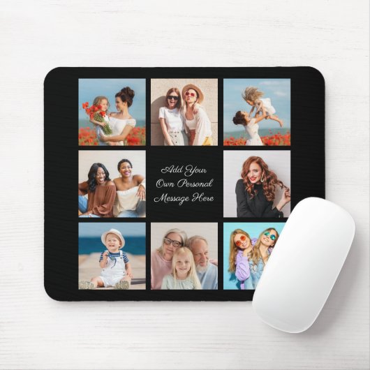 Creëer Uw eigen 8 Fotocollage Voeg uw groet toe Muismat (Met muis)
