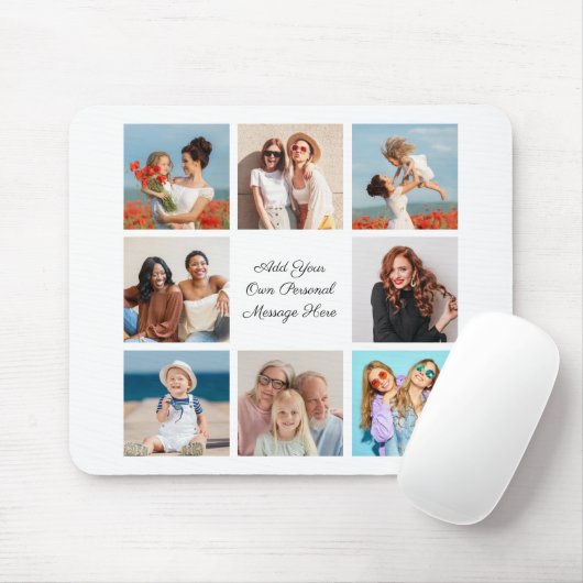 Creëer Uw eigen 8 Fotocollage Voeg uw groet toe Muismat (Met muis)