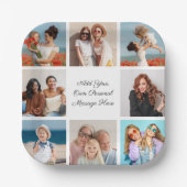 Creëer Uw eigen 8 Fotocollage Voeg uw groet toe Papieren Bordje (Voorkant)