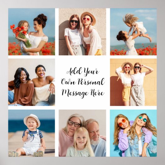 Creëer Uw eigen 8 Fotocollage Voeg uw groet toe Poster (Voorkant)