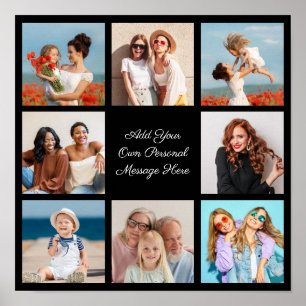 Creëer Uw eigen 8 Fotocollage Voeg uw groet toe Poster