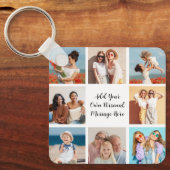 Creëer Uw eigen 8 Fotocollage Voeg uw groet toe Sleutelhanger (Voorkant)