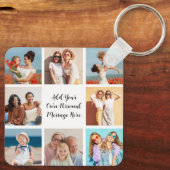 Creëer Uw eigen 8 Fotocollage Voeg uw groet toe Sleutelhanger (Achterkant)