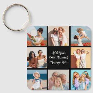 Creëer Uw eigen 8 Fotocollage Voeg uw groet toe Sleutelhanger