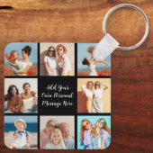Creëer Uw eigen 8 Fotocollage Voeg uw groet toe Sleutelhanger (Achterkant)