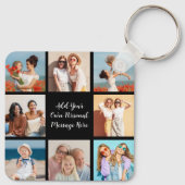 Creëer Uw eigen 8 Fotocollage Voeg uw groet toe Sleutelhanger (Achterkant)