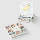 Creëer Uw eigen 8 Fotocollage Voeg uw groet toe Stenen Onderzetter (Zijkant)