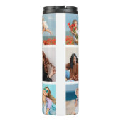 Creëer Uw eigen 8 Fotocollage Voeg uw groet toe Thermosbeker (Achterkant)