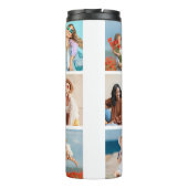 Creëer Uw eigen 8 Fotocollage Voeg uw groet toe Thermosbeker (Achterkant)