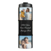 Creëer Uw eigen 8 Fotocollage Voeg uw groet toe Thermosbeker (Voorkant)