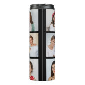 Creëer Uw eigen 8 Fotocollage Voeg uw groet toe Thermosbeker (Achterkant)