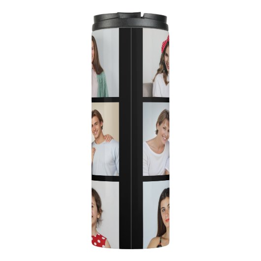 Creëer Uw eigen 8 Fotocollage Voeg uw groet toe Thermosbeker (Achterkant)