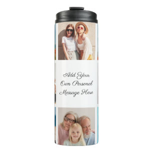 Creëer Uw eigen 8 Fotocollage Voeg uw groet toe Thermosbeker