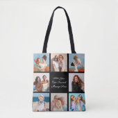 Creëer Uw eigen 8 Fotocollage Voeg uw groet toe Tote Bag (Voorkant)