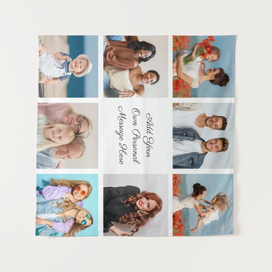 Creëer Uw eigen 8 Fotocollage Voeg uw groet toe Wandkleed (Voorkant (horizontaal))