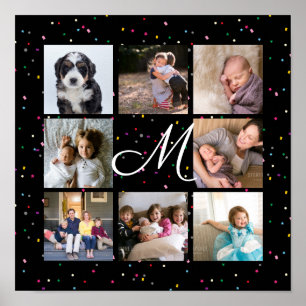 Creëer uw eigen 8 fotocollage zwart poster