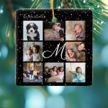 Creëer Uw eigen 8 Monogram voor fotocollage Keramisch Ornament<br><div class="desc">Monogram | 8 Foto-collage en Cute Colorful-Confetti op zwart</div>