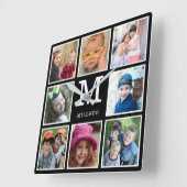 Creëer Uw eigen 8 Monogram voor fotocollage Vierkante Klok (Hoek)