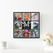 Creëer Uw eigen 8 Monogram voor fotocollage Vierkante Klok (Huis)