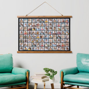 Creëer Uw eigen 96 Fotocollage bewerkbare kleur Hangend Wandkleed