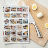 Creëer Uw eigen 96 Fotocollage bewerkbare kleur Theedoek (Quarter Fold)