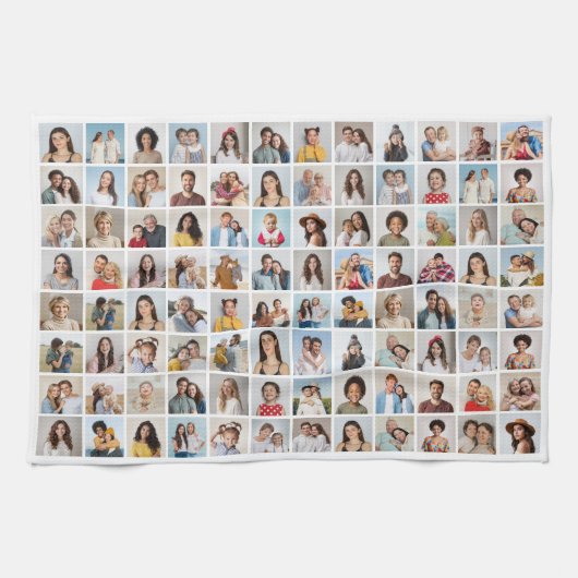 Creëer Uw eigen 96 Fotocollage bewerkbare kleur Theedoek (Horizontaal)