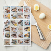 Creëer Uw eigen 96 Fotocollage bewerkbare kleur Theedoek (Quarter Fold)