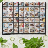 Creëer Uw eigen 96 Fotocollage bewerkbare kleur Theedoek (Gevouwen)