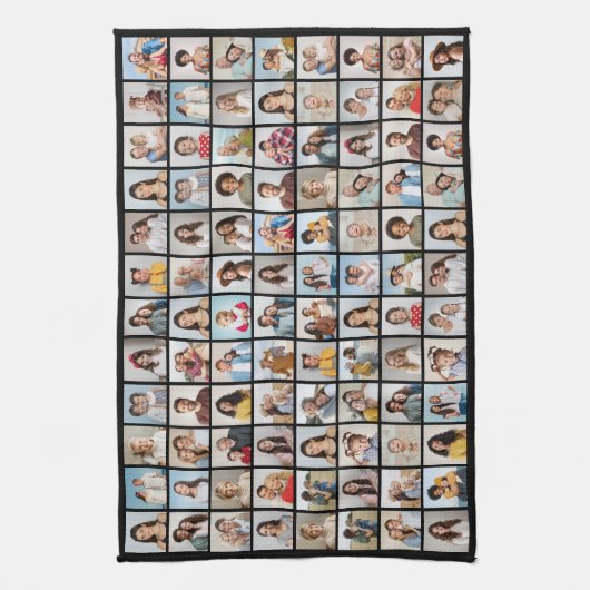 Creëer Uw eigen 96 Fotocollage bewerkbare kleur Theedoek (Verticaal)