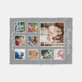 Creëer Uw Eigen 9 Familie Foto Collage Grijs Fleece Deken (Voorkant (Horizontaal))