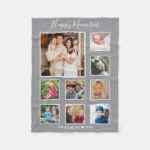 Creëer Uw Eigen 9 Familie Foto Collage Grijs Fleece Deken (Voorkant)