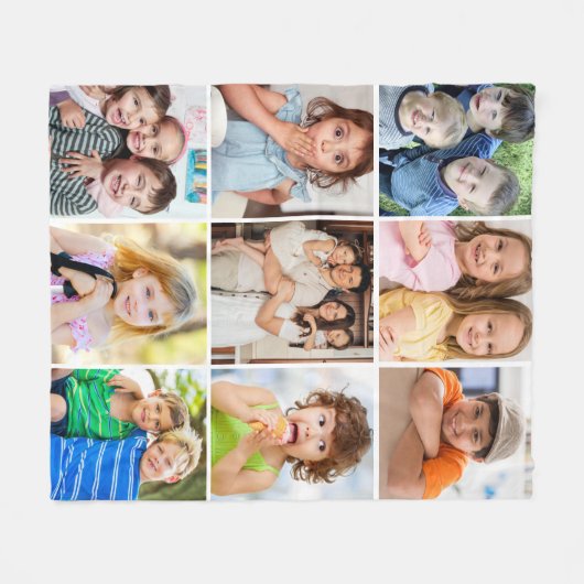 Creëer uw eigen 9 foto collage Keepsake Fleece Deken (Voorkant (Horizontaal))