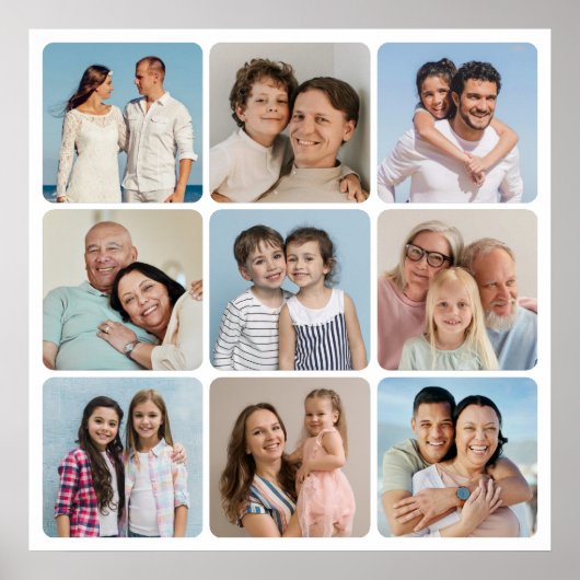 Creëer Uw eigen 9 fotocollage afgeronde hoeken Poster (Voorkant)