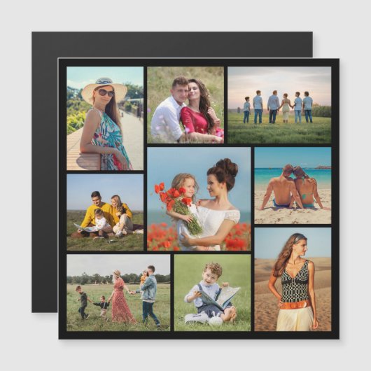 Creëer Uw eigen 9 Fotocollage Magnetische Kaart (Voorkant / Achterkant)