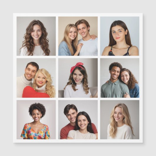 Creëer Uw eigen 9 Fotocollage Magnetische Kaart (Voorkant)