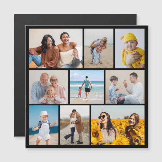 Creëer Uw eigen 9 Fotocollage Magnetische Kaart (Voorkant / Achterkant)