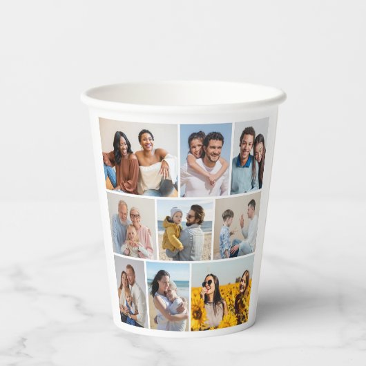 Creëer Uw Eigen 9 Fotocollage Papierkopjes Papieren Bekers (Achterkant)