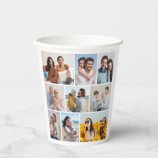 Creëer Uw Eigen 9 Fotocollage Papierkopjes Papieren Bekers (Voorkant)