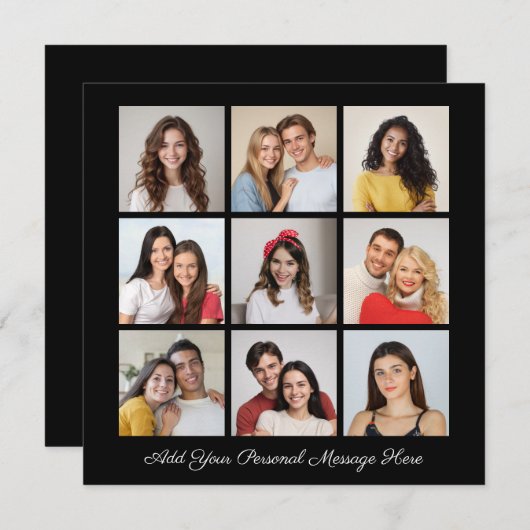 Creëer Uw eigen 9 fotocollage Uw groet toevoegen (Voorkant / Achterkant)