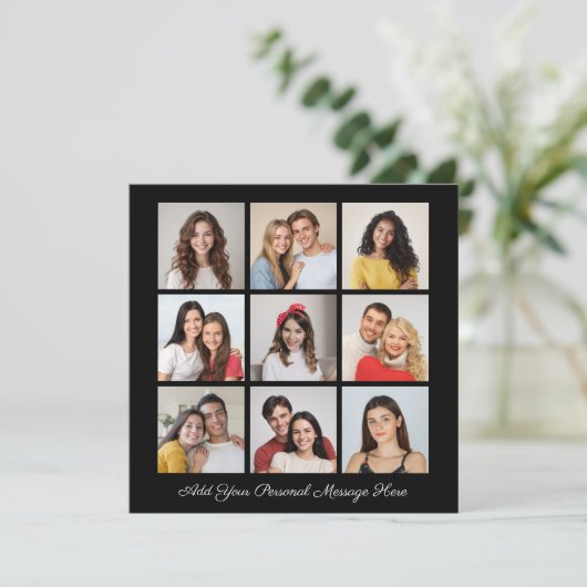 Creëer Uw eigen 9 fotocollage Uw groet toevoegen (Staand voorkant)