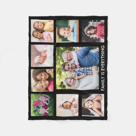 Creëer Uw eigen 9-serie Foto Collage Black Fleece Deken (Voorkant)